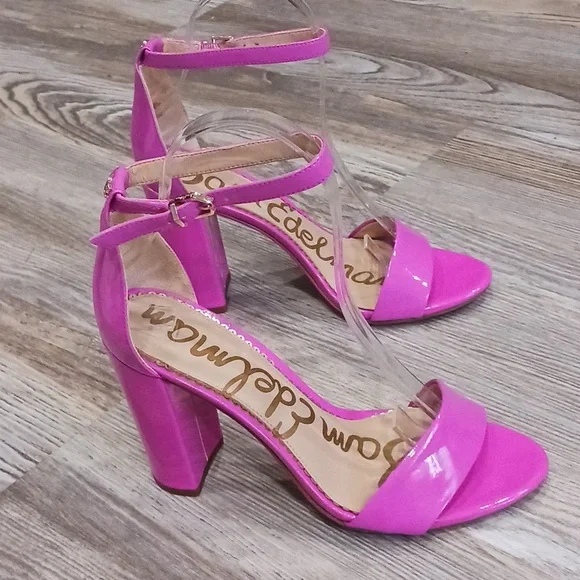 Sam Edelman Hot Pink Patent Block Heel Sandals - Picture 4 of 14